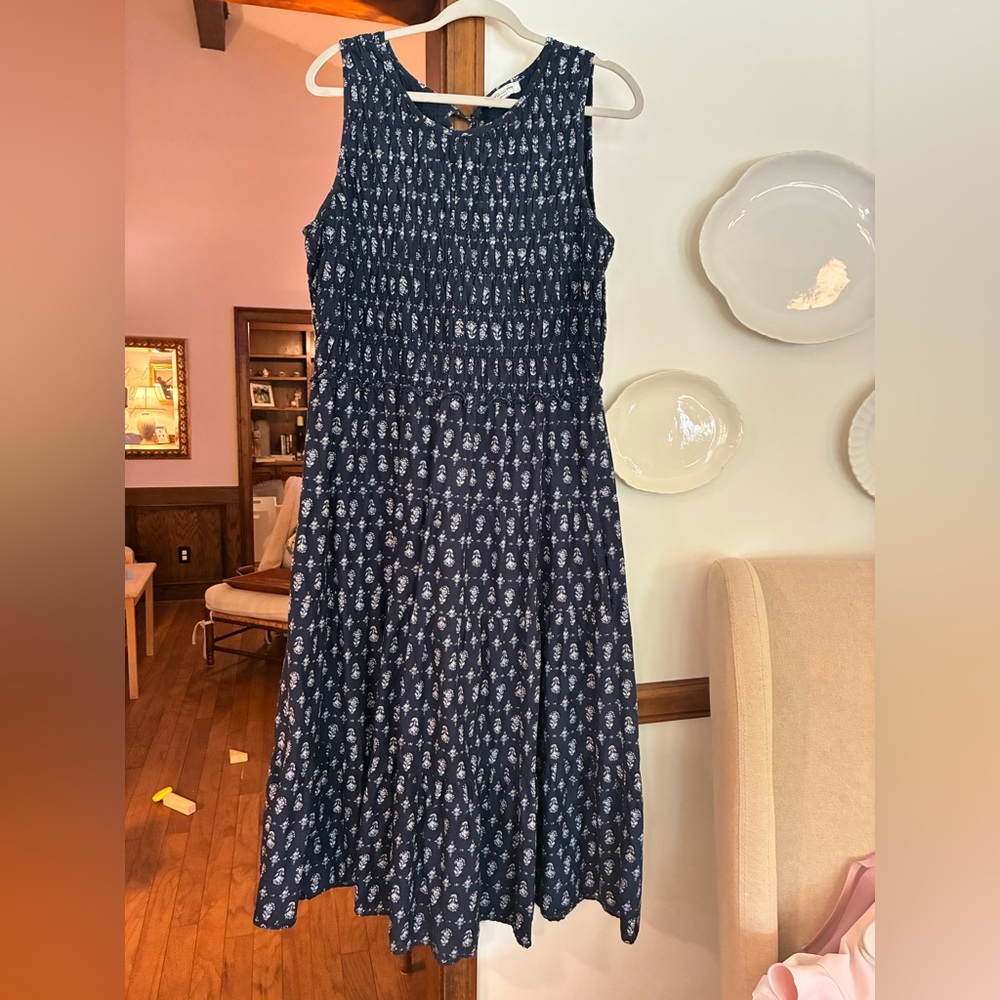 Beachlunchlounge Blue Smocked Maxi Sundress